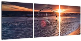 Tablou cu apus de soare (cu ceas) (90x30 cm)