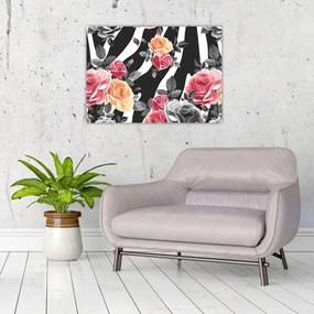 Tablou cu trandafiri înfloriți (70x50 cm)