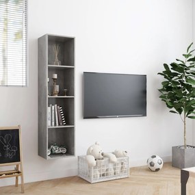Biblioteca Comoda TV, gri beton, 143x30x36 cm 1, Gri beton