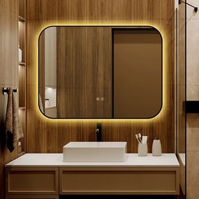 🪞 Oglindă LED cu Touch și Funcție Dezaburire – Ramă Negru, 80x60 cm, Model J187-8060 Smack