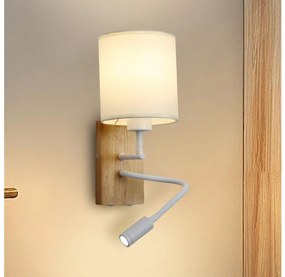 Lampă LED flexibilă de perete Brilagi NUBILA WOOD 1xE27/25W/230V + LED/3W stejar/alb/crem