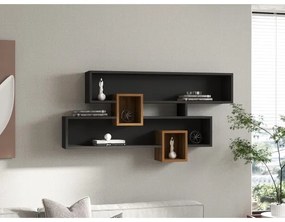 Etajeră de perete KAREN 120x72,2 cm antracit/maro