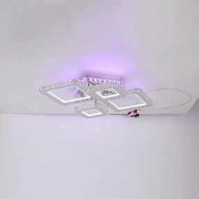 Lustra LED Cu Telecomanda, Elit's Cristal, Cromat , 140W, RGB,