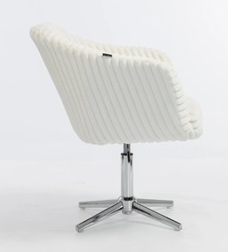 HR832CROSS Scaun Alb Teddy Cord cu Bază Cromata