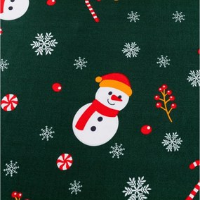 Cearsaf din microfibra SNOWMAN AND GINGERBREAD verde 180x200 cm