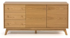 Comodă în culoare naturală joasă cu aspect de lemn de stejar 149x75 cm Kensal – Woodman