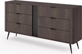 Comodă Edrin 163 cm cu sertare - stejar dunin / negru