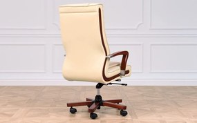 Scaun lemn masiv crem Toronto Model T3 Coniac - Piele