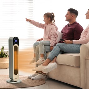 Incalzitor electric oscilant cu 3 moduri de incalzire cu temperatura reglabila si telecomanda, din ABS, Φ25x73,5 cm, argintiu HOMCOM | Aosom RO