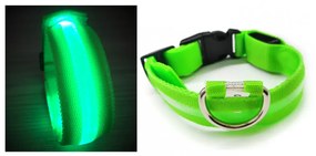 Zgarda cu LED verde pentru caini/pisici DUKE - diverse marimi Marime: M