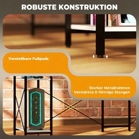 HOMCOM Birou de Colț pentru Computer în Formă de L cu Bibliotecă, 137x140x139,5 cm, Negru | Aosom Romania