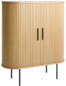 Dulap vinotecă în culoare naturală cu aspect de lemn de stejar cu ușă glisantă 100x118x40 cm Nola – Unique Furniture