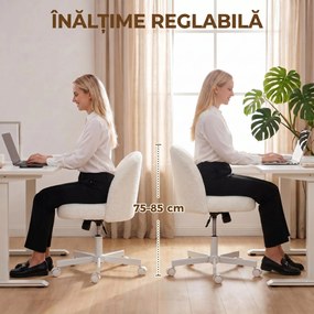 HOMCOM Scaun de Birou Rotativ fără Cotiere, Înălțime Reglabilă, Crem | Aosom Romania