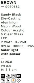 Aplica LED de exterior solara cu senzor de miscare IP65 BROWN