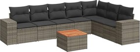 vidaXL Set canapele de grădină cu perne, 8 piese, gri, poliratan