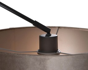 Lampă suspendată neagră cu abajur de catifea gri-maroniu 35cm - Blitz
