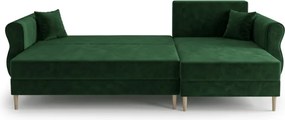 Coltar extensibil reversibil in forma de L SILVIANO 230x140 cm, verde inchis