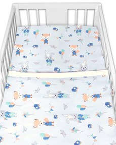 Baby Nellys 2-dílné lenjerie de pat din bumbac, Vulpea și iepurele, albastru 135x100