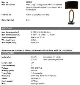 Veioza, Lampa de masa design LUX Santos