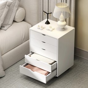 HOMCOM Dulap pentru birou cu 5 sertare pentru documente A3, pe roți și cu încuietoare, 50x40x67.5 cm, alb | Aosom Romania