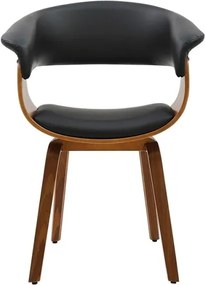 Scaun retro imitatie piele neagra, lemn furniruit ORGANIC