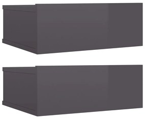 800323 vidaXL Noptiere suspendate, 2 buc., gri extralucios, 40x30x15 cm PAL