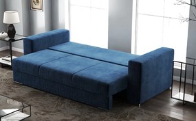 Canapea extensibilă dumonde cu ladă de depozitare si sezut confortabil din spuma high-density, Gloria Zoom Blue 240x100 cm