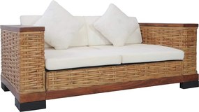 vidaXL Canapea de 2 locuri cu perne, maro, ratan natural