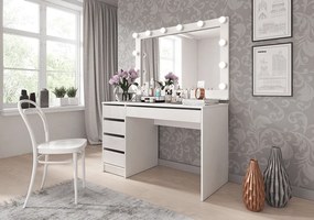 Măsuţă de toaletă, alb/alb lucios, DAKOTA