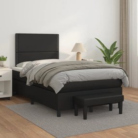 3137593 vidaXL Pat continental cu saltea, negru, 120x200 cm, piele ecologică