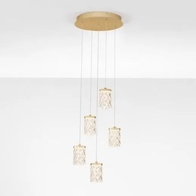 Lustra aurie cu 5 pendule LED PHOS