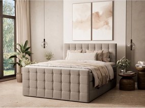 Pat boxspring bej cu spațiu de depozitare 160x200 cm Tasca – Maison de Rêve