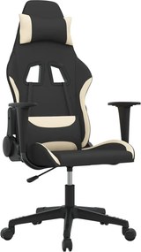 vidaXL Scaun de gaming cu masaj, negru și crem, material textil