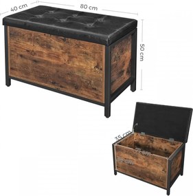 Bancheta Depozitare, Negru / Maro Rustic