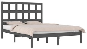 Cadru pat 5FT King Size, gri, 150x200 cm, lemn masiv de pin Gri, 150 x 200 cm