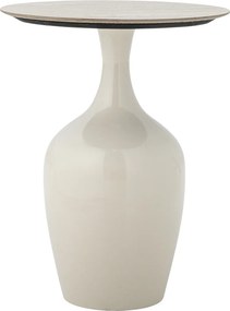 Măsuță laterală din metal natur, cu blat din ceramică și bază rotundă, „Lecco", 40 x 52 cm