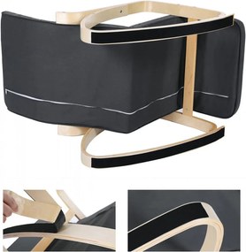 Fotoliu balansoar, lemn de mesteacan / textil, negru, Songmics