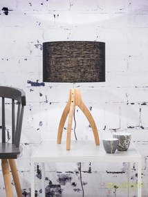 Lampa de masa cu trepied, realizata din materiale naturale, durabile si ecologice, Annapurna negru