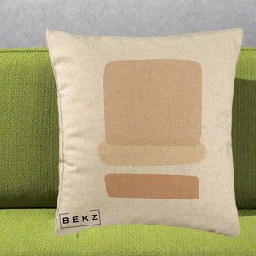 Perna Decorativa Abstract Forme Bej Poudre, 40x40 cm, Bej, Husa Detasabila, Perna Inclusa, BEKZ®