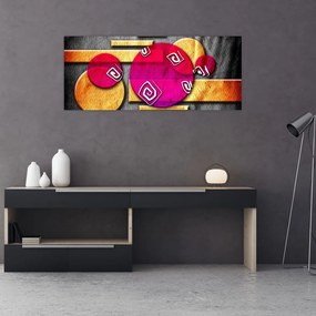 Tablou abstract cu simboluri istorice (120x50 cm)