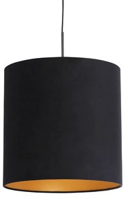 Lampă suspendată cu abajur din catifea neagră cu auriu 40 cm - Combi