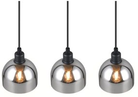 Lustră neagră/argintie cu abajur din sticlă Molly – Trio