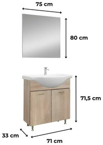 Ruben Prime 75 mobilier de baie complet Sonoma Oak