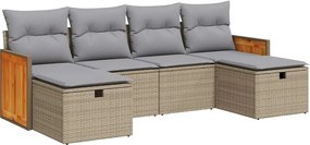 vidaXL Set canapele de grădină cu perne, 6 piese, bej, poliratan