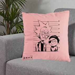 Perna Personalizata Rick si Morty Dosar, 40x40 cm, Roz, Husa Detasabila, Perna Inclusa, BEKZ®