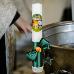 Lumanare botez decorata Safari 7 cm, 30 cm