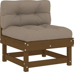 vidaXL Canapea de mijloc cu perne, maro miere, lemn masiv de pin