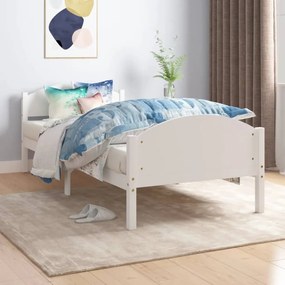 322031 vidaXL Cadru de pat, alb, 90x200 cm, lemn masiv de pin