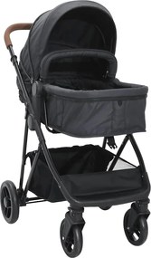 vidaXL Cărucior pentru copii 2-în-1, antracit şi negru, oțel