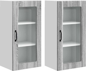 vidaXL Dulap de bucătărie cu raft 2 pcs Gri Sonoma 40 x 31 x 80 cm